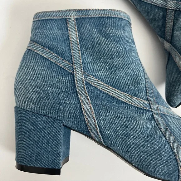C Comfort Est 1946 Blue Denim Ankle Boots Booties Heels Boho Western 10 - Picture 3 of 11